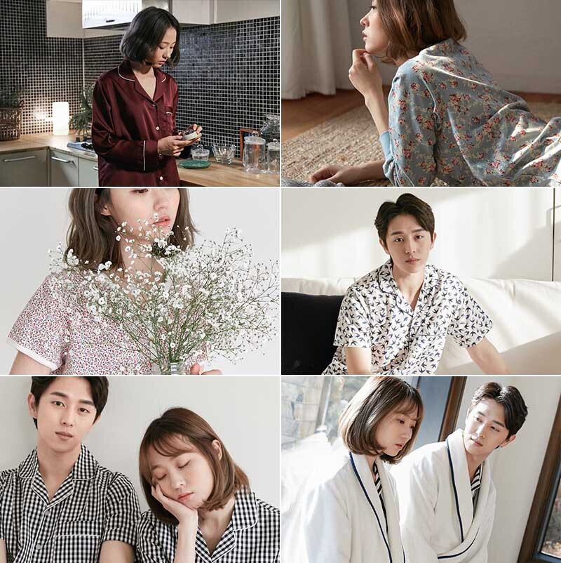 韩国原产JO'S LOUNGE纯棉家居服休闲服睡衣套装彩色叶子 灰色