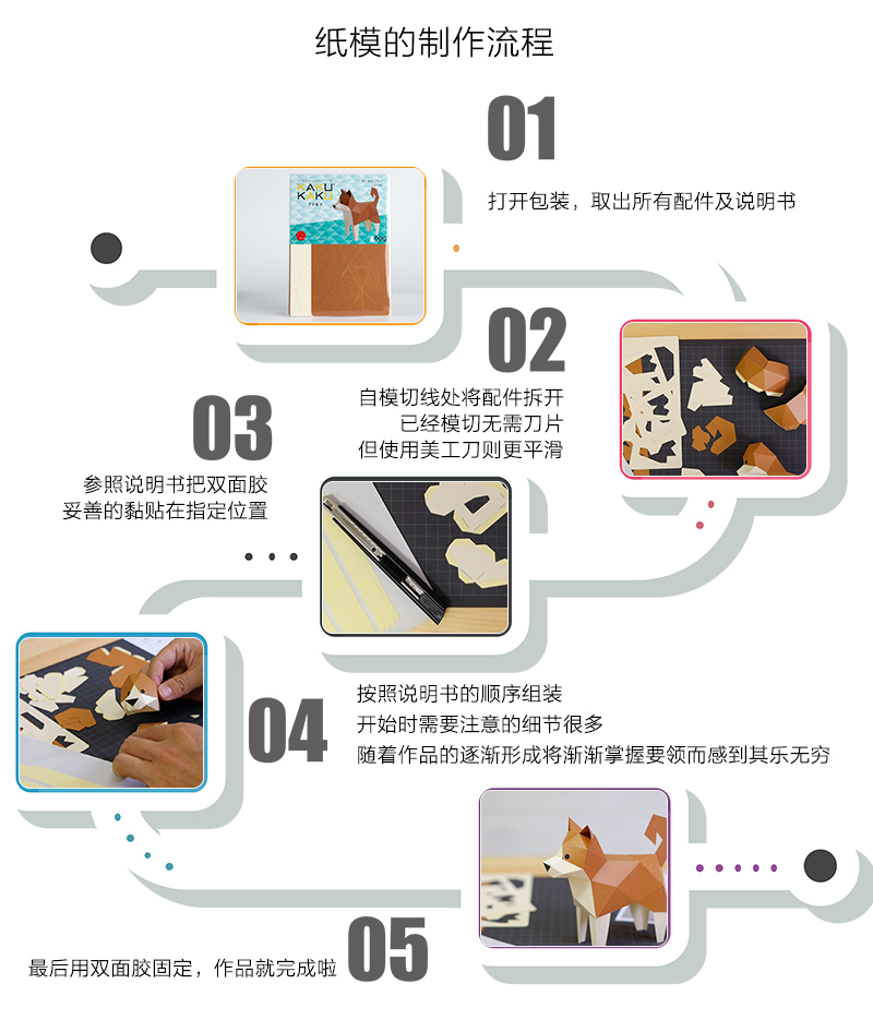 日本原产KAKU KAKU3D立体纸质拼图动物纸模儿童DIY玩具 猪
