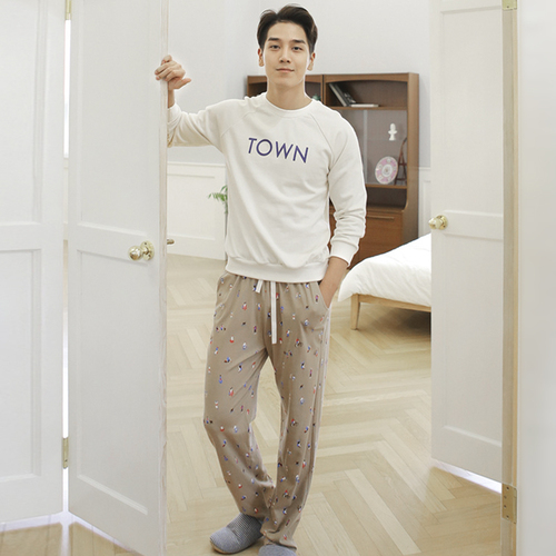 韩国原产JO'S LOUNGE纯棉家居服休闲服睡衣套装字母 米白