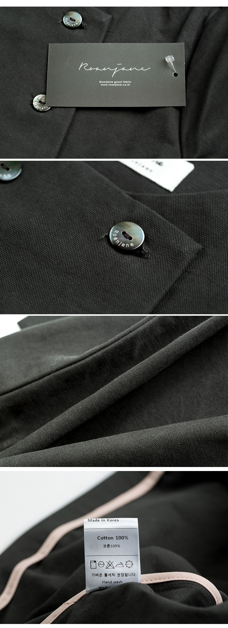 韩国原产Roanjane纯棉双层夹克童装外套上衣开衫 深灰 M