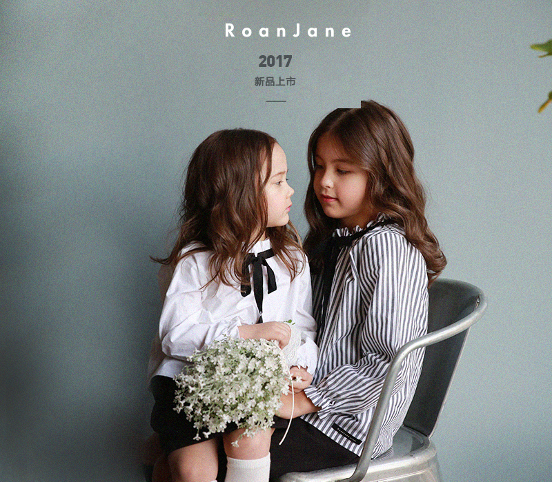 韩国原产Roanjane纯棉套头罩衫童装上衣长袖衣 白色 M