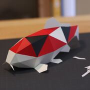 日本原产KAKU KAKU3D立体纸质拼图动物纸模儿童DIY玩具锦鲤