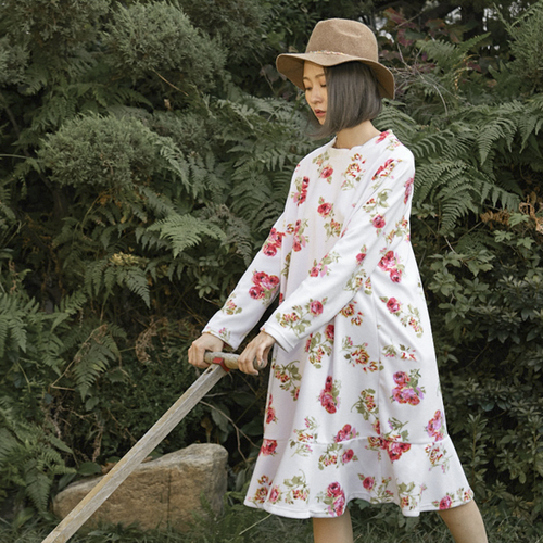 韩国原产JO'S LOUNGE 浪漫家居服休闲服睡衣睡裙玫瑰花园 白色
