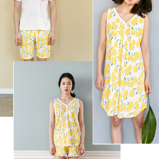 韩国原产JO'S LOUNGE 夏日家居服休闲服睡衣情侣柠檬华夫