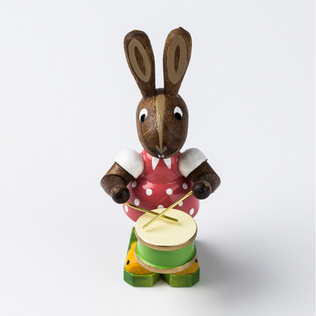 德国原产Kunstgewerbe Uhlig木质摆件 “敲鼓的精灵兔”系列