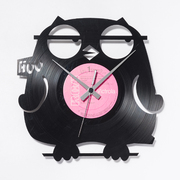 意大利原产DIS C'O'CLOCK猫头鹰黑胶唱片碟挂钟钟表