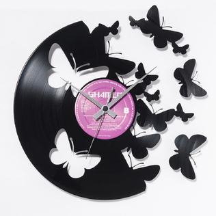 意大利原产DIS C'O'CLOCK蝴蝶之谜黑胶唱片碟挂钟钟表
