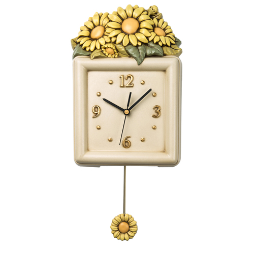 意大利原产EGAN房间装饰挂钟钟表时钟向日葵 沙色