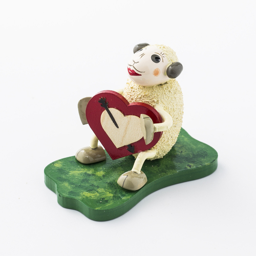 德国原产Kunstgewerbe Uhlig木质手工摆件爱恋中的绵羊 浅黄