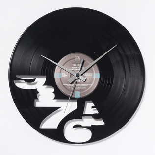 意大利原产DIS C'O'CLOCK朝九晚五黑胶唱片碟挂钟钟表