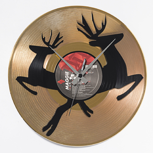 意大利原产DIS C'O'CLOCK鸳鸯灵鹿黑胶唱片碟挂钟钟表