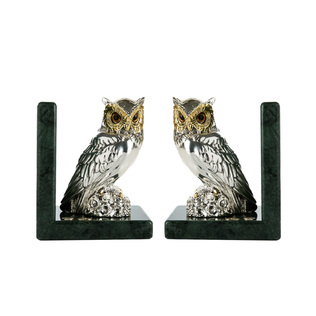 意大利原产GOLD LINE高品质镀金镀银猫头鹰书架摆件