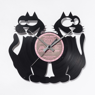 意大利原产DIS C'O'CLOCK鸳鸯灵猫黑胶唱片碟挂钟钟表