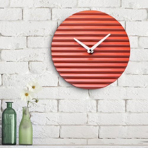 意大利原产SABRINA FOSSI DESIGN陶瓷波纹装饰挂钟钟表 大红