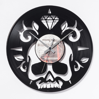 意大利原产DIS C'O'CLOCK骷颅卫士黑胶唱片碟挂钟钟表