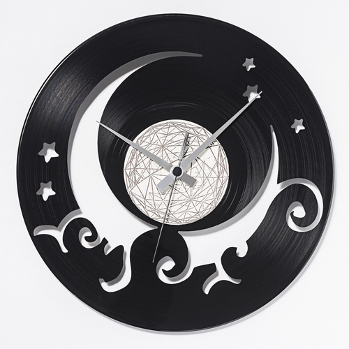 意大利原产DIS C'O'CLOCK月光宝盒黑胶唱片碟挂钟钟表 黑色