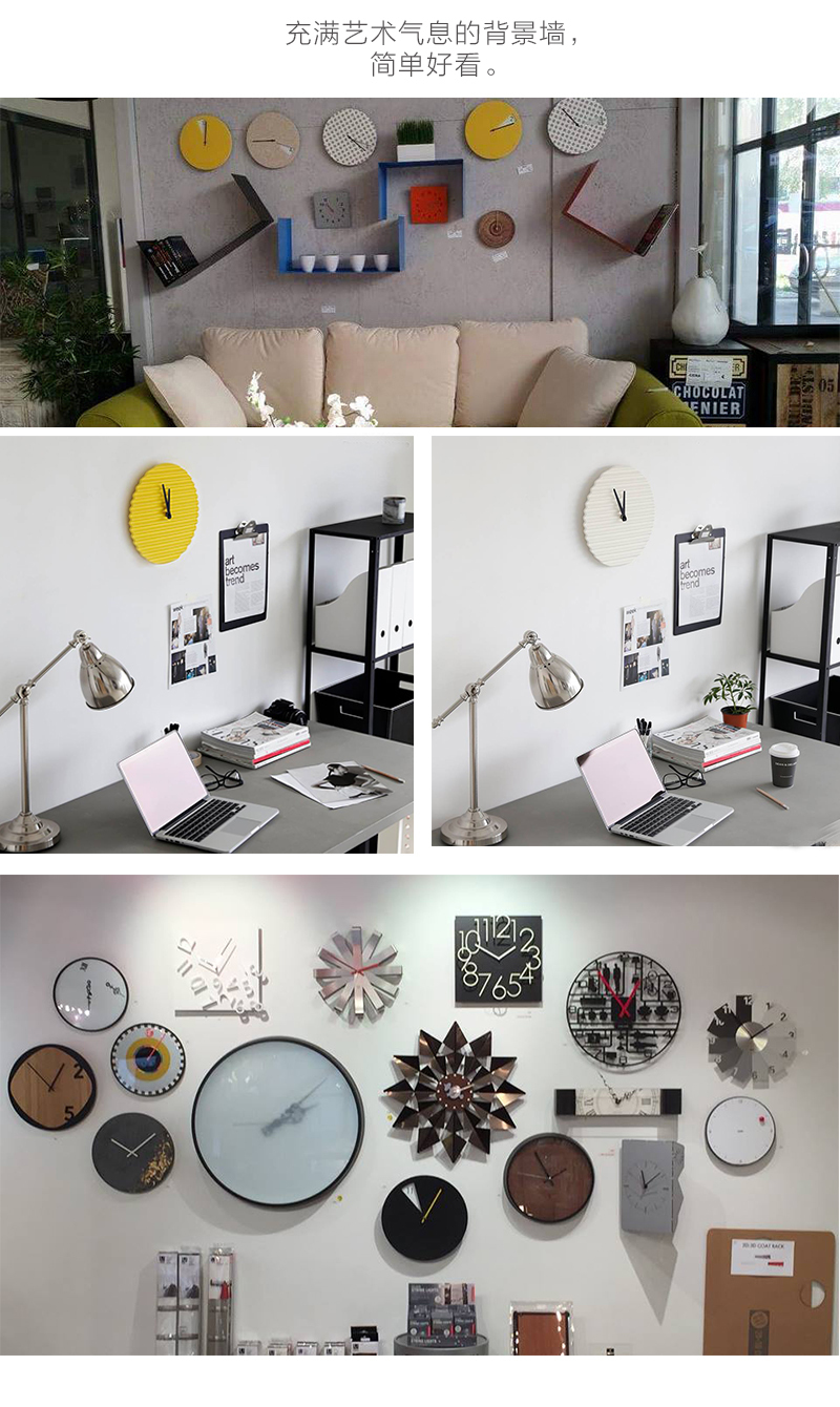 意大利原产SABRINA FOSSI DESIGN陶瓷波纹装饰挂钟钟表 大红