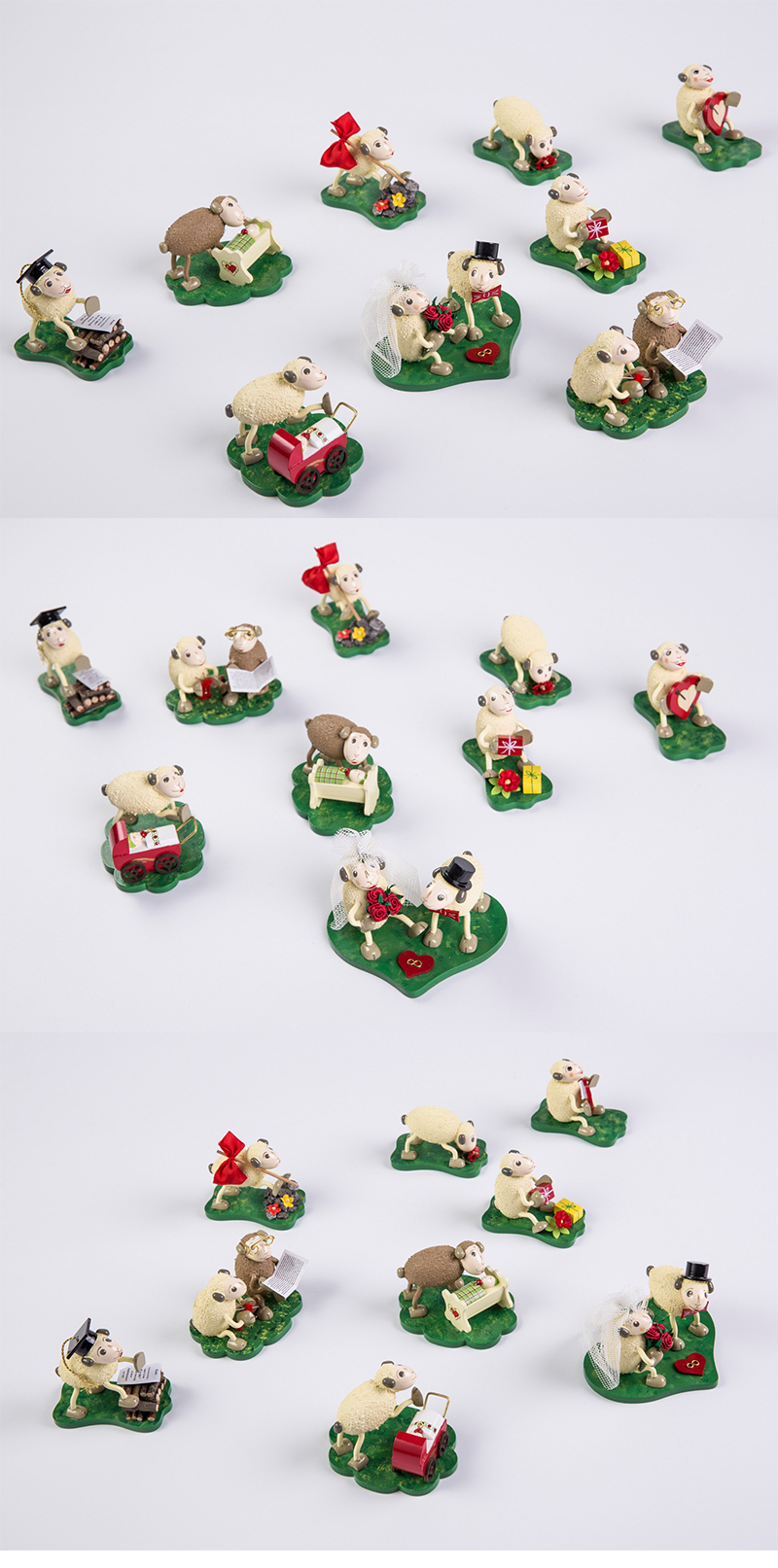 德国原产Kunstgewerbe Uhlig手工木偶带宝宝的绵羊爸爸