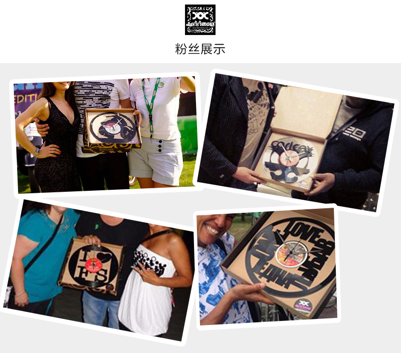 意大利原产DIS C'O'CLOCK女神梦露黑胶唱片碟挂钟钟表 黑色