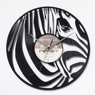 意大利原产DIS C'O'CLOCK斑马黑胶唱片碟挂钟钟表