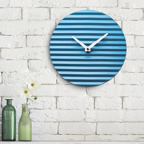 意大利原产SABRINA FOSSI DESIGN客厅陶瓷波纹挂钟钟表 天蓝