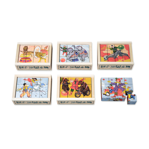 瑞士原产Atelier Fischer拼图木质拼图玩具马戏团6种图案 花色
