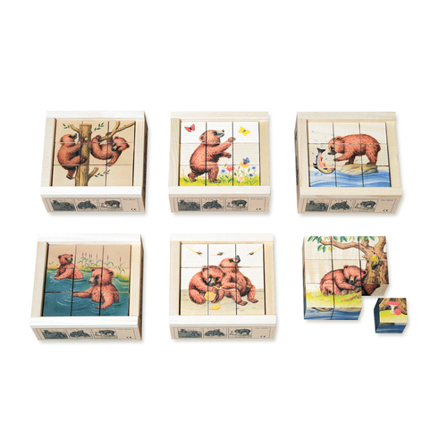 瑞士原产Atelier Fischer动物拼图木质拼图玩具6种图案 花色