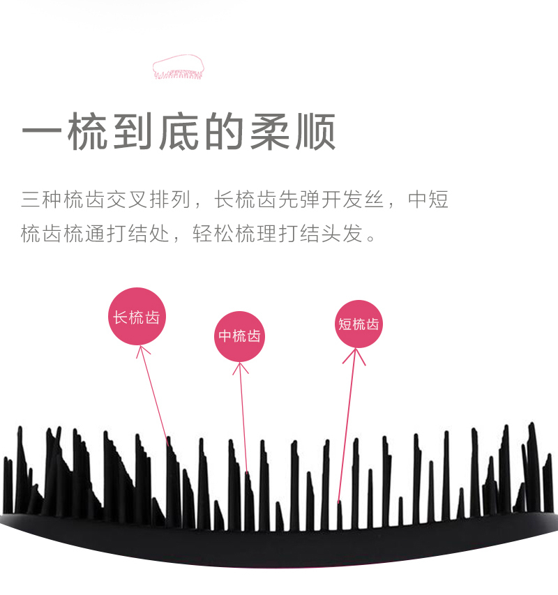西班牙原产Dessata沙龙美发梳梳子mini系列 紫红色