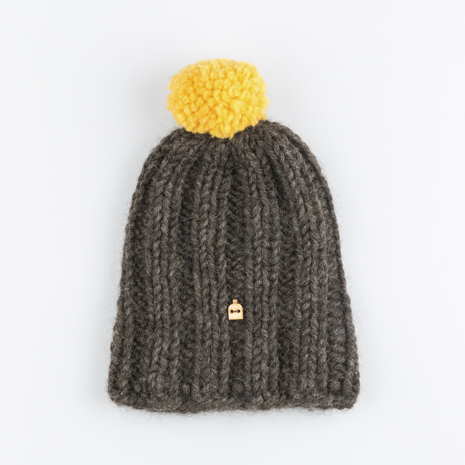 芬兰原产myssyfarmi儿童羊毛针织帽手工帽保暖帽深棕色