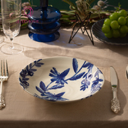 日本原产AITO Botanical美浓烧陶瓷早午晚餐盘深口碟雏菊&nbsp;蓝白