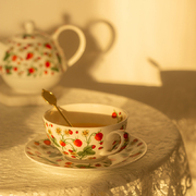 英国丹侬Dunoon骨瓷茶壶套装（一壶一杯一碟）草莓 一杯一碟 礼盒套装