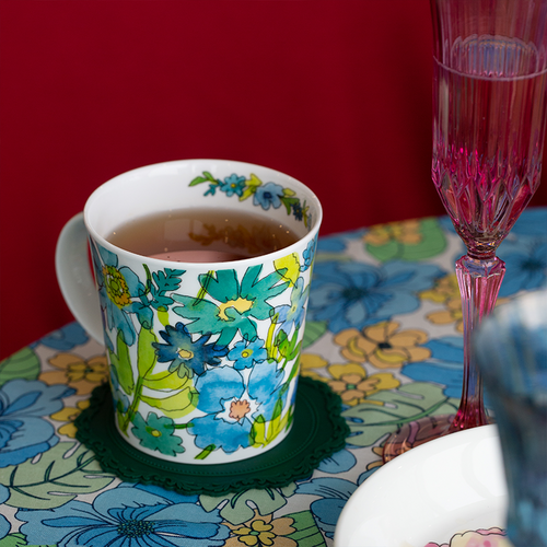 英国丹侬Dunoon骨瓷水杯Cairngorm杯型 花雨系列 蓝花