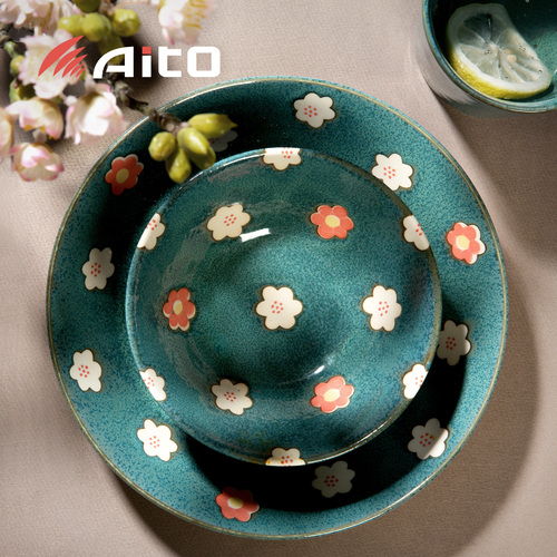 日本原产AITO Nordic Flower美浓烧陶瓷碗碟花朵春意 碗碟套装