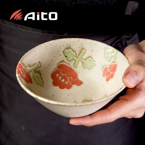 日本原产AITO Nordic Flower美浓烧陶碗碟花朵夏荷 餐碗