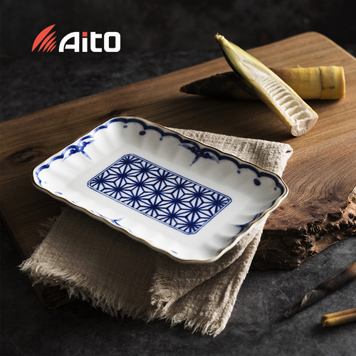 日本原产AITO Kisshokomon吉祥小纹美浓烧陶瓷碗餐碟 方盘