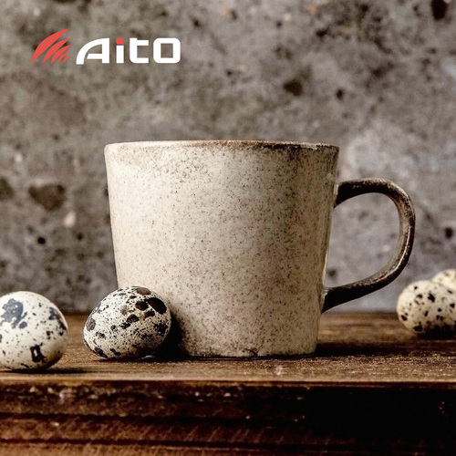 日本原产AITO Natural color美浓烧陶瓷摩登色马克杯 米色