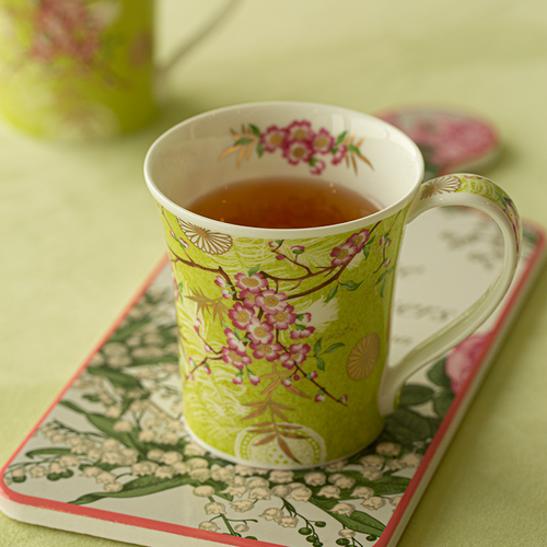 英国DUNOON丹侬Jura型骨瓷茶杯水杯马克杯樱花 绿色款 黑色礼盒