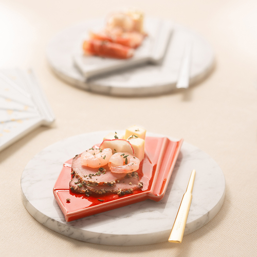 日本原产AITO sense甜品系列餐具 扇形甜点碟  石榴红