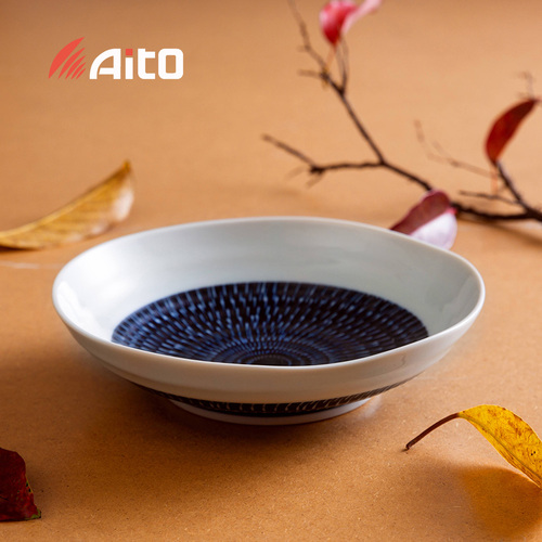 日本原产AITO Tobikanna蓝美浓烧陶瓷饭碗大碗餐碟禅意 浅小钵