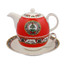 英国原产HALCYON DAYS宫廷骨瓷茶壶水壶茶杯套装圣诞树 红色