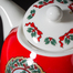 英国原产HALCYON DAYS宫廷骨瓷茶壶水壶茶杯套装圣诞树 红色