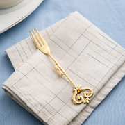 日本原产elfin 高桑金属不锈钢镀金蛋糕叉水果叉钻石皇冠