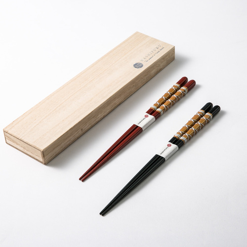 日本原产kawai传统漆器银丝华丽系列箸福实木漆筷套装