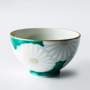日本原产T.NISHIKAWA Kayori京烧清水烧彩绘陶瓷茶碗白菊