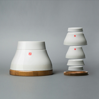 韩国原产LIVING HANKOOK时尚简约节省空间陶瓷餐具六件套