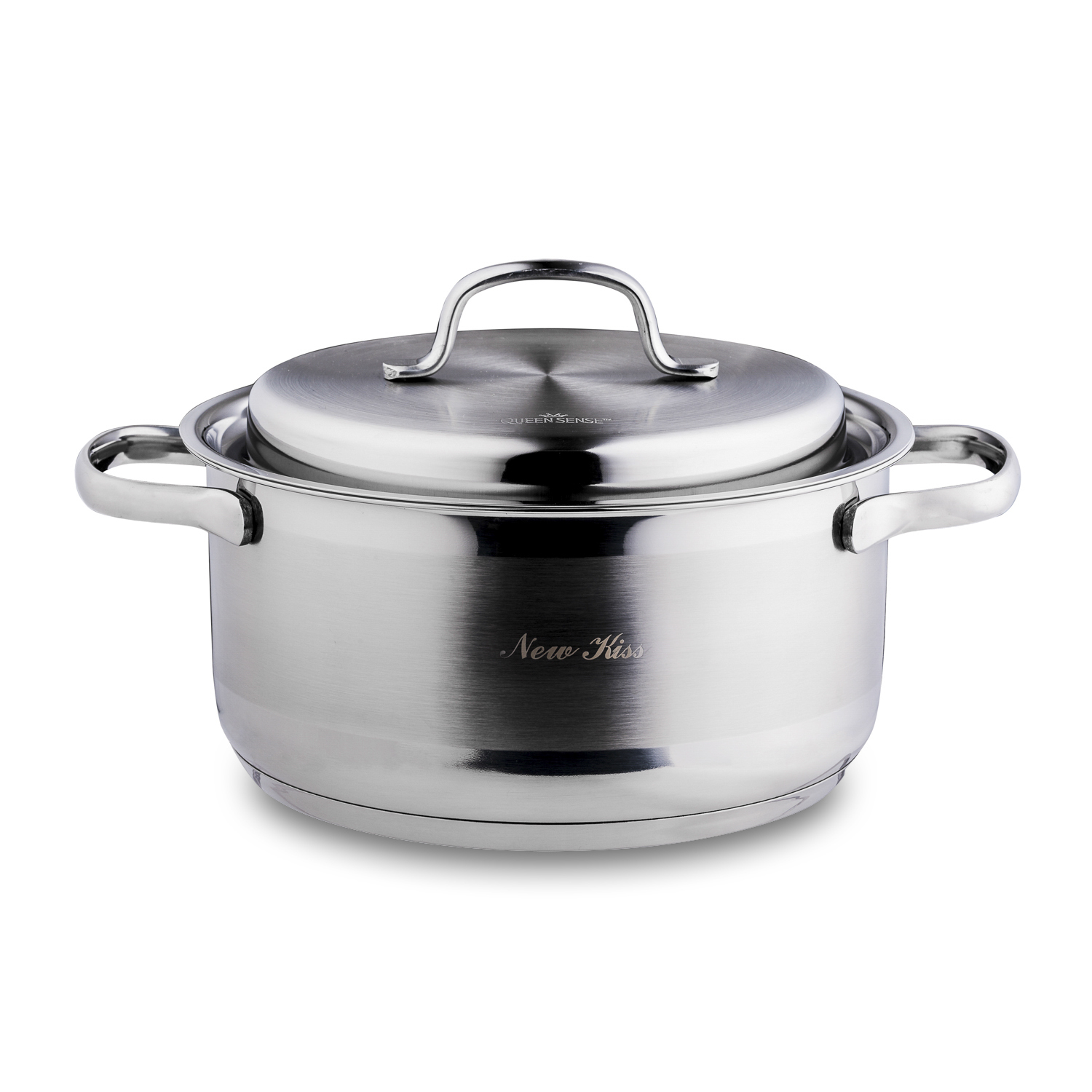 韩国原产QUEEN SENSE不锈钢锅汤锅煮锅NEWKISS系列20CM 银色