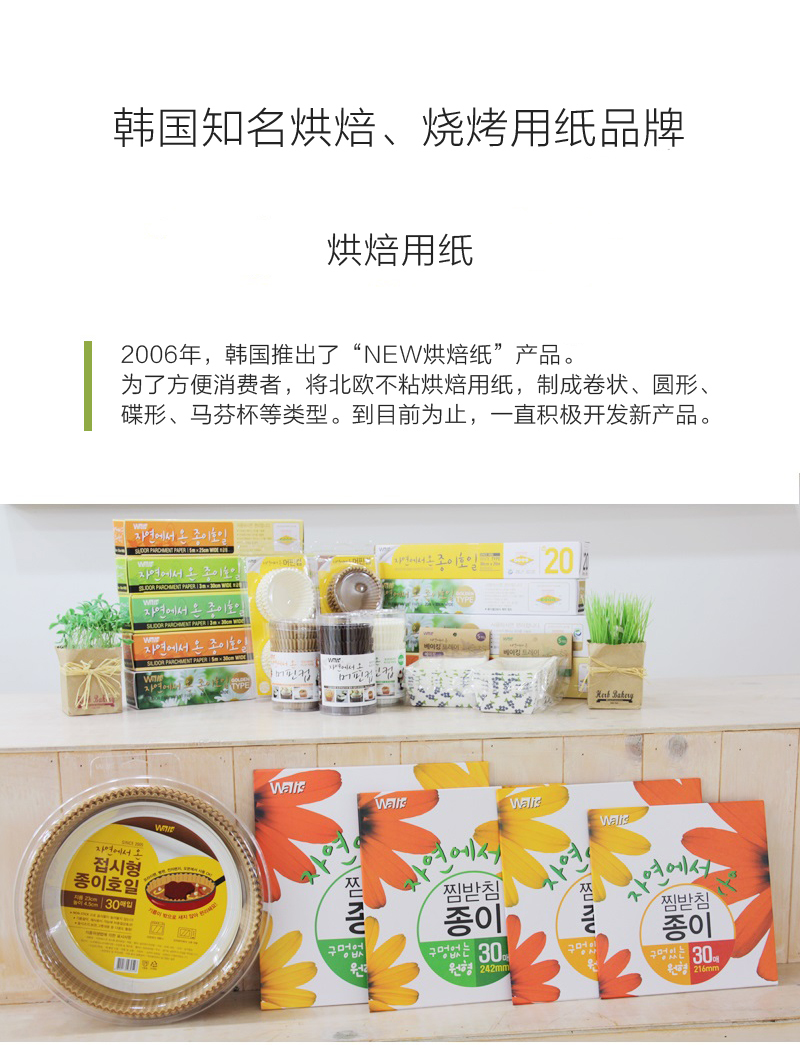 韩国原产NORDICPAPER圆形烘焙纸烤盘纸蒸笼纸 30个/盒 白色 直径 24.2cm 无孔