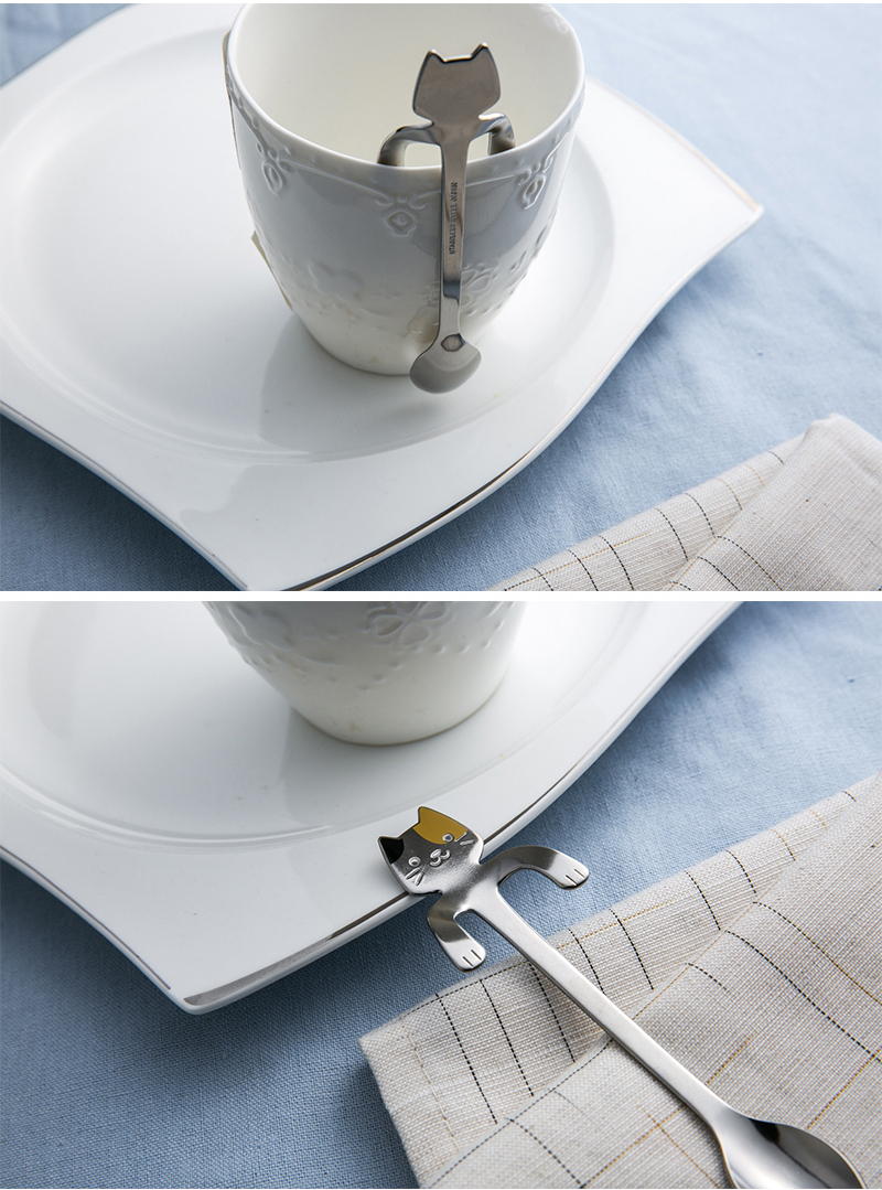 日本原产elfin 高桑金属不锈钢咖啡勺搅拌勺肥猫 黑色