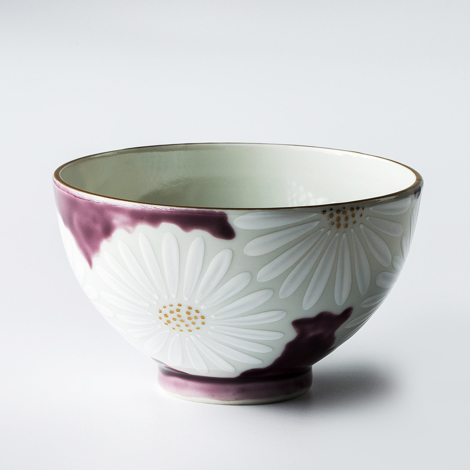 日本原产T.NISHIKAWA 手工京烧清水烧白菊陶瓷茶杯