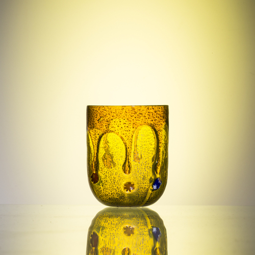 意大利原产ZECCHIN穆拉诺人鱼泪系列手工彩色玻璃酒水杯360ml 黄色